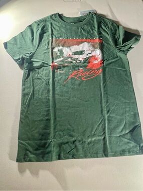 Cat & Jack Boys Racing Graphic Tee - Green NWT Large Size 10/12 Husky Casual